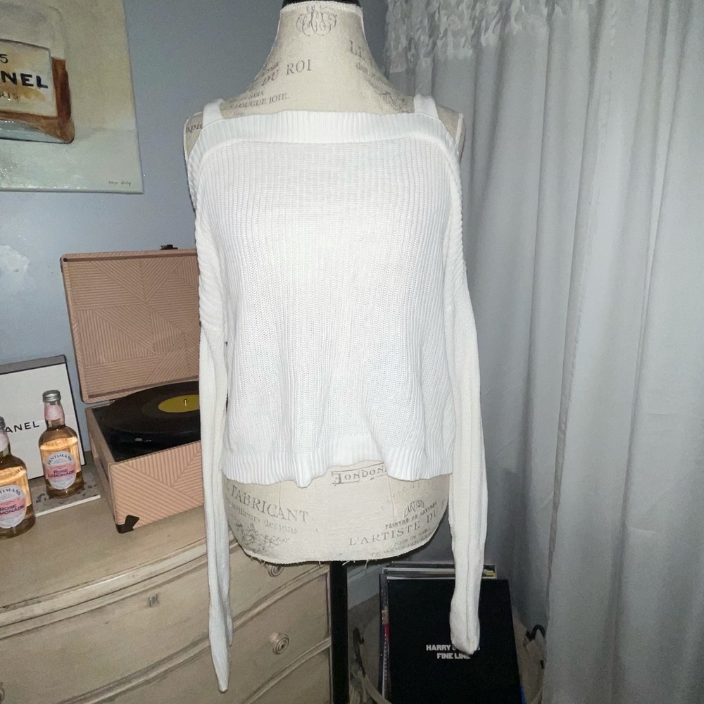 White Off-The-Shoulder Express Sweater